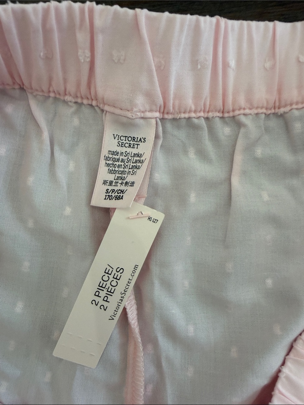 Victoria's Secret Light Pink Eyelet Cotton Sleep Set - Short Sleeve Top & Shorts - Picture 6 of 6